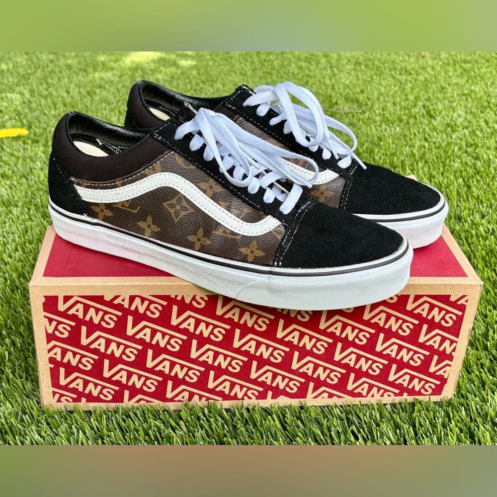 Custom designer Vans Black and White Canvas Shoes